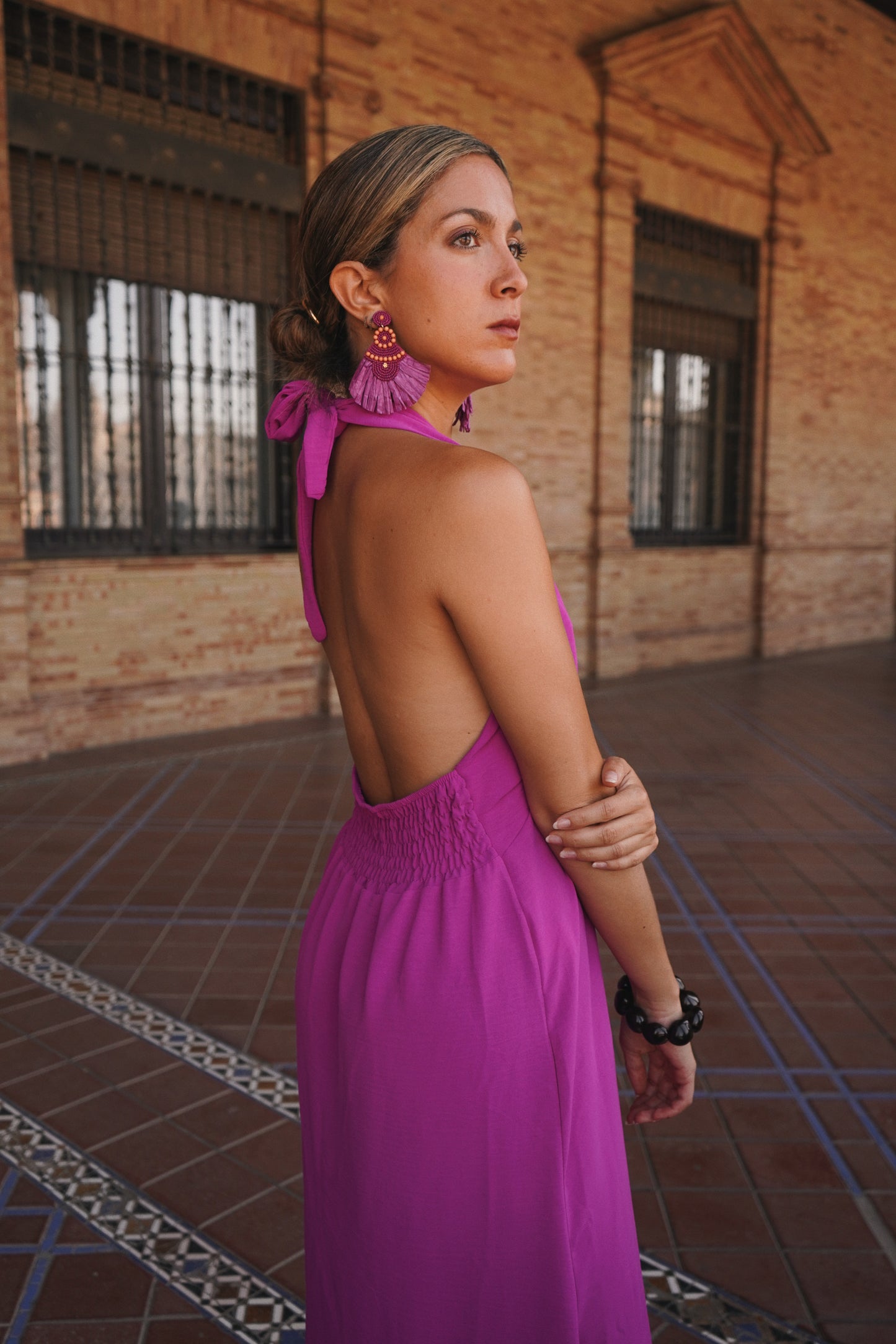 Vestido Sofía en color fucsia